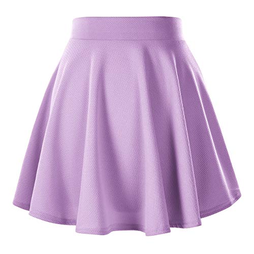 Urban GoCo Falda Mujer Elástica Plisada Básica Patinador Multifuncional Corto Falda (2XL, Lilac)