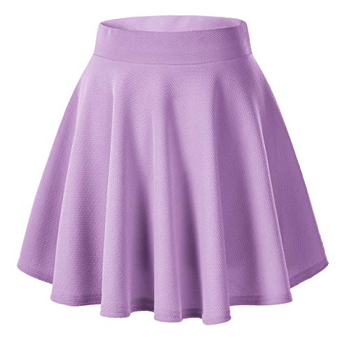 Urban GoCo Falda Mujer Elástica Plisada Básica Patinador Multifuncional Corto Falda (2XL, Lilac)