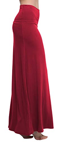 Urban GoCo Mujeres Falda Larga para Yoga Danza Casual Alta Cintura Bodycon Elástico Falda Maxi (M, Vino Rojo)