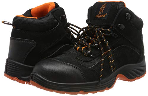 Urgent Zapatos de trabajo Zapatos de seguridad, negocios, industria, construcción, producción e industrial, botas de trabajo 103 SB, Negro y naranja., 37 EU