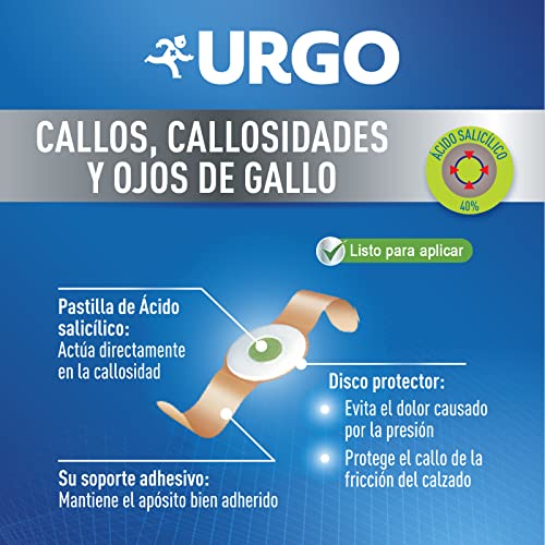 Urgo - Urgocall - Para callos instalados y dolorosos – Con ácido salicílico - Caja de 12 apósitos