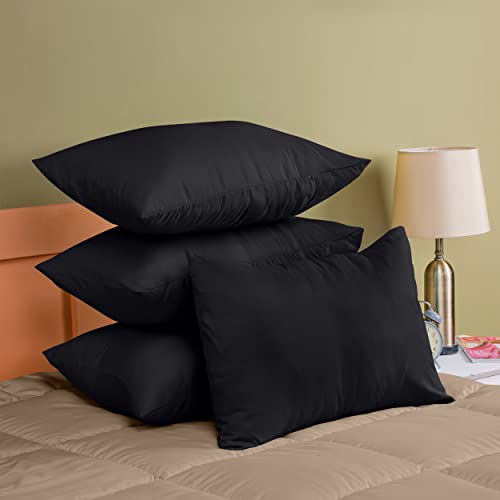 Utopia Bedding Funda De Almohada De Suave Microfibra Cepillada 100% Poliéster 50 x 75 cm, Juego De 4, Fundas De Almohada Resistentes Al Encogimiento y a La Decoloración Negro