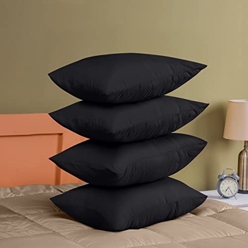 Utopia Bedding Funda De Almohada De Suave Microfibra Cepillada 100% Poliéster 50 x 75 cm, Juego De 4, Fundas De Almohada Resistentes Al Encogimiento y a La Decoloración Negro