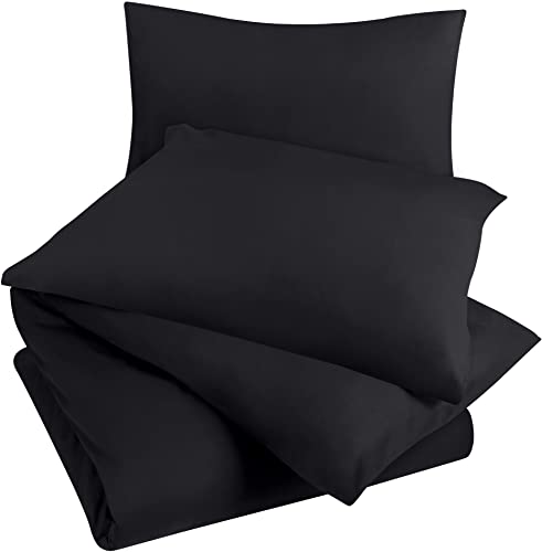 Utopia Bedding Funda Nordica Cama 150 - Microfibra Juego de Funda Edredon 230x220 cm y 2 Fundas de Almohada 50x75 cm (Negro)