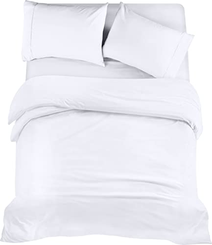 Utopia Bedding - Funda nordica Cama 150, Sabana Bajera 150x200 y Fundas Almohada (50x75cm) - Funda edredon Cama 150- Juego de Cama de Microfibra cepillada Suave (Blanc)