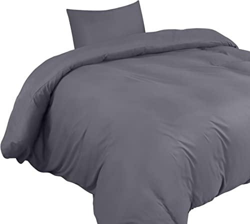 Utopia Bedding Funda Nordica Cama 90 - Microfibra Juego de Funda de Edredon 135x200 cm y 1 Funda de Almohada 80x80 cm (Gris)