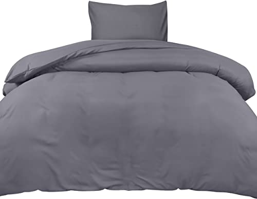 Utopia Bedding Funda Nordica Cama 90 - Microfibra Juego de Funda de Edredon 135x200 cm y 1 Funda de Almohada 80x80 cm (Gris)