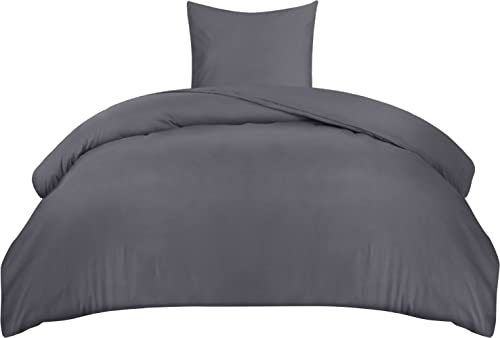 Utopia Bedding Funda Nordica Cama 90 - Microfibra Juego de Funda de Edredon 135x200 cm y 1 Funda de Almohada 80x80 cm (Gris)