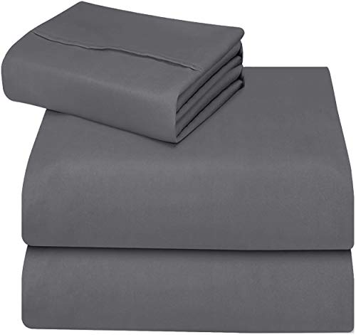 Utopia Bedding Juego de Sabanas 3 Piezas - Poliéster Microfibra Cepillada - Sábanas y Fundas de Almohada (Cama 90, Gris)