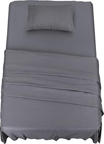 Utopia Bedding Juego de Sabanas 3 Piezas - Poliéster Microfibra Cepillada - Sábanas y Fundas de Almohada (Cama 90, Gris)