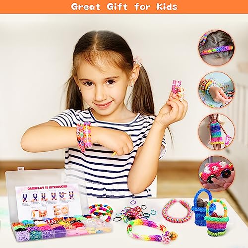 UUEMB Gomas Para Hacer Pulseras, 2500+ 40 Rejilla Gomas Elásticas Plásticas kit 30 Colores, Juguete para Niños de Anillos y Collares de Bricolaje manualidades