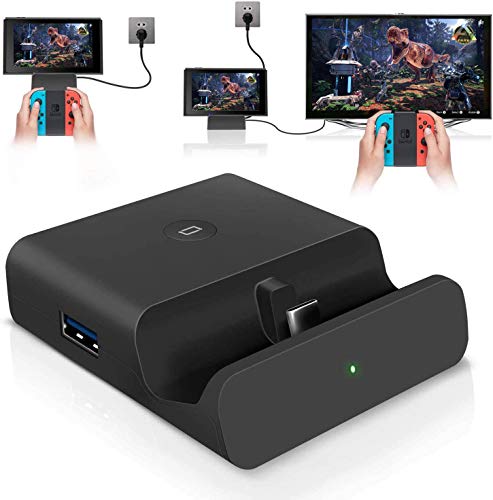 VABOO Switch Dock, Base de Carga para Nintendo Switch & Switch Lite Portátil TV Dock con Soporte de Carga USB-C PD, USB 3.0 y Puerto HDMI, Soporta Samsung Dex Mode/Huawei PC Mode