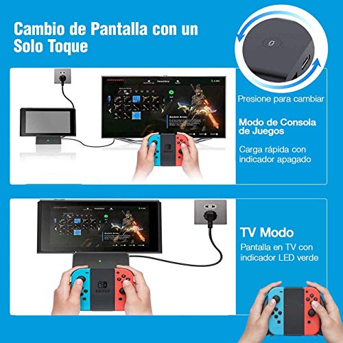 VABOO Switch Dock, Base de Carga para Nintendo Switch & Switch Lite Portátil TV Dock con Soporte de Carga USB-C PD, USB 3.0 y Puerto HDMI, Soporta Samsung Dex Mode/Huawei PC Mode