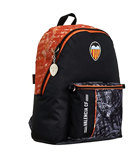 Valencia CF Mochila – Mochila Escolar Juvenil Dos Compartimentos Doble Cremallera – Medidas 33x44x14 cm Color Negro