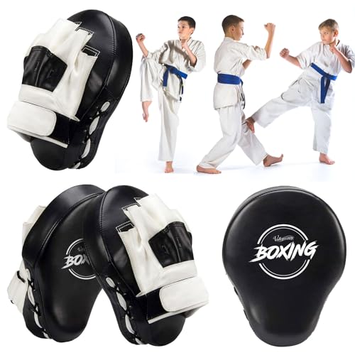 Valleycomfy Manoplas de Boxeo curvadas para Entrenamiento de Piel, Ideales para Karate, Muay Thai Kick, Sparring, Dojo, Artes Marciales