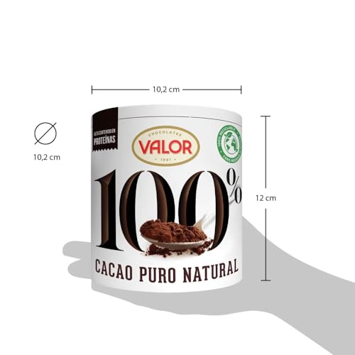 Valor - Cacao puro natural 100% soluble en polvo. Sin Azúcares Añadidos. Sin glúten. Intenso sabor y aroma. 100% Natural. Solo un ingrediente - 250 Gramos