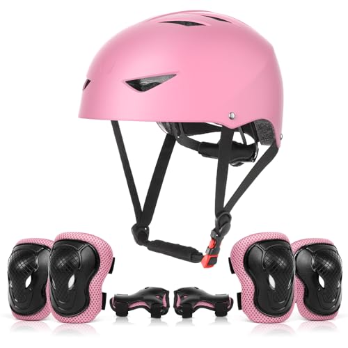 ValueTalks Set de Protección Patinaje, Protección Infantil Consta de Casco Ajustable Rodilleras Coderas para Patinaje Ciclismo Monopatín y Deportes Extremos