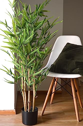 Valyria Home - Planta Artificial Bambú - Tamaño 105 cm - Planta de Plastico con Protección Solar UV - Cañas Realistas y Exóticas - Evita Alergias y Plagas - Ideal para la Decoración del Hogar