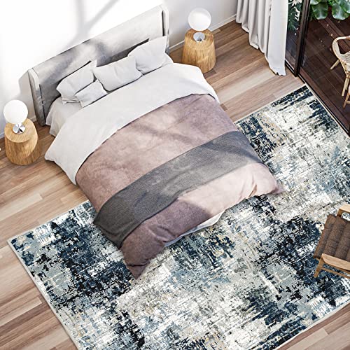 Vamcheer Alfombra Salón Pelo Corto - Alfombra de área Abstractas Modernas Imitación Cachemira,Antideslizantes y Lavable,Alfombras Decorativas para Dormitorio,Comedor,Pasillo,Interiores (Azul 200x300)