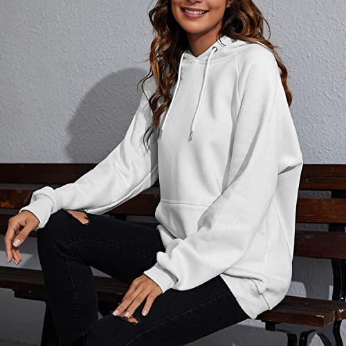 Vancavoo Sudadera con Capucha Mujer Suéter para Casual Jerseis Sudaderas Mujer Ropa Deporte Abrigos Deportivos Pullover Tops Chaqueta Chandal Corta Talla Grande Suelto Chica(Blanco,XL)