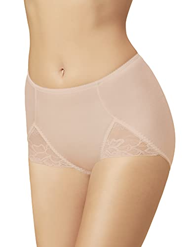 VANEVER Bragas de control para mujer, bragas de control de luz, bragas de encaje moldeador de cintura alta ropa interior moldeadora de cuerpo, color carne, 44