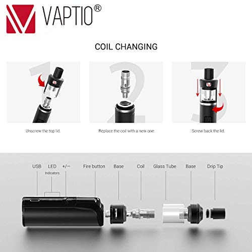 VAPTIO Original Cosmo Coil Bobina de repuesto C2 de 0,7 ohmios, 5 piezas por paquete, Sin E-líquido Sin Nicotina (Cosmo 0.7ohm C2)