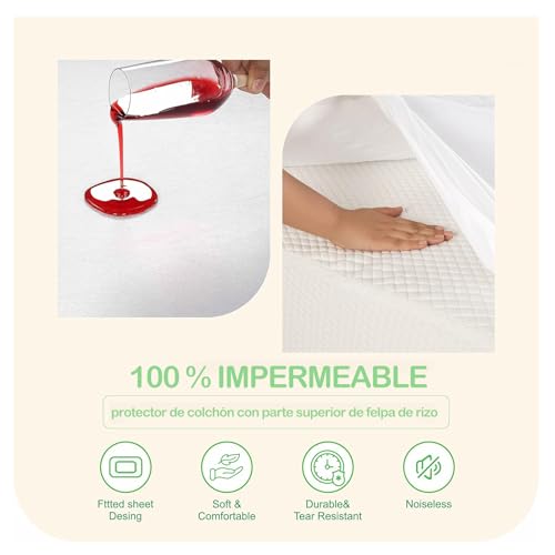 Various-Protector De Colchón Rizo Impermeable 135 x 190/200 x 25cm,Funda de Colchón Microfibra Rizo 130 gsm, Elástico En Todo El Contorno,Transpirable,Absorbente