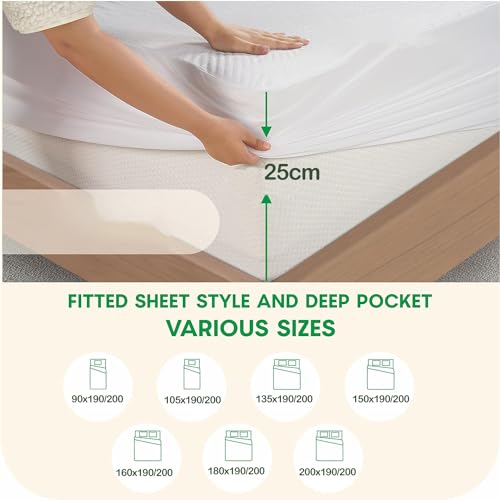 Various-Protector De Colchón Rizo Impermeable 135 x 190/200 x 25cm,Funda de Colchón Microfibra Rizo 130 gsm, Elástico En Todo El Contorno,Transpirable,Absorbente