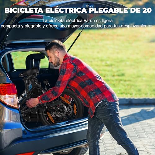 VARUN Bici Eléctrica Plegable, Bicicleta Eléctrica 20" con Shimano 7 Velocidades, Bicicleta Eléctrica para Hombre y Mujer con Batería 48V7.8Ah/48V12.5Ah, Motor 250W, 25KM/H, Ebike con Pedal Asistido