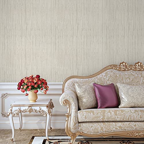 VaryPaper Papel de Pared con Textura de Lino Beige 40cmx200cm Papel Pintado de Lino Vinilo Adhesivo Muebles Papel Pintado Pared Dormitorio Moderno Papel de Pared Decorativo Salon Comedor Armarios