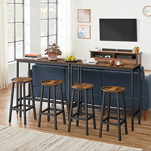 VASAGLE Conjunto de Mesa y Sillas, Mesa de Bar Cocina con Taburetes de Bar, 2 Unidades, Marco de Acero Industrial, Marrón Rústico y Negro LBT219B01