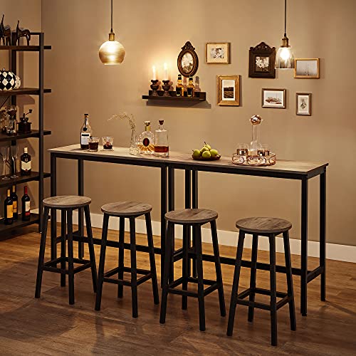 VASAGLE Mesa de Bar Rectangular Estrecha, Mesa de Cocina, Comedor de Pub, Marco de Acero, 100 x 40 x 90 cm, fácil Montaje, Industrial, Gris y Negro LBT010B02