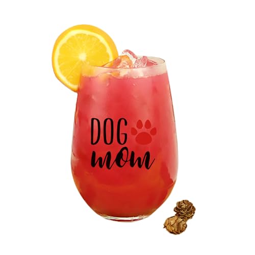 Vaso de vino para perro, mamá, cristal, novedad, vino, regalo para perro, mamá, amantes de los perros, cumpleaños, día de la madre, regalos para perro, mamá de hija, hijo, con caja de regalo, espesa