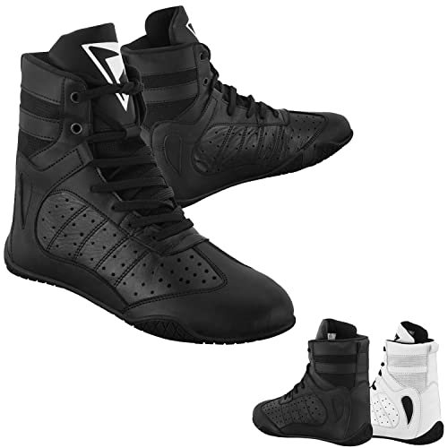 VASTER Zapatos de Boxeo Premium Zapatillas Deportivas Hombre | Transpirable Zapatillas Deporte Lucha Juvenil con Suela Goma, Botas de Boxeo para Hombres (Negro, 47)