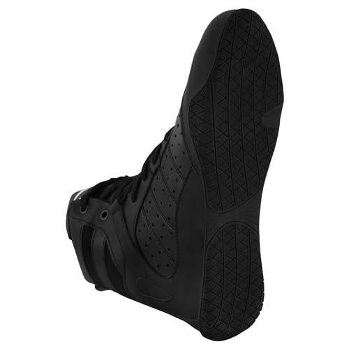 VASTER Zapatos de Boxeo Premium Zapatillas Deportivas Hombre | Transpirable Zapatillas Deporte Lucha Juvenil con Suela Goma, Botas de Boxeo para Hombres (Negro, 47)