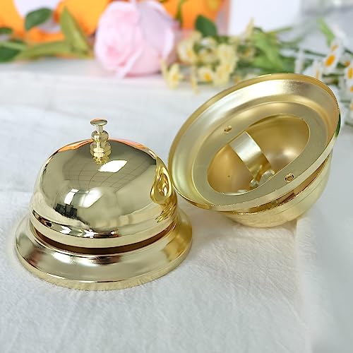 Vastsea 2 PCS Timbre de Recepción, Campana de Servicio, Campanillas de Metal, para Hoteles Cocina Escuelas Restaurantes Áreas 8.5 * 5.5cm (Oro)