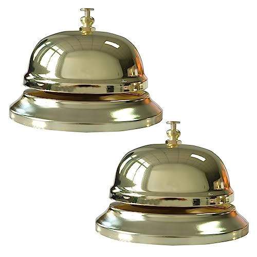 Vastsea 2 PCS Timbre de Recepción, Campana de Servicio, Campanillas de Metal, para Hoteles Cocina Escuelas Restaurantes Áreas 8.5 * 5.5cm (Oro)