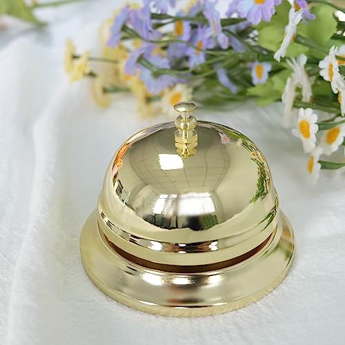 Vastsea 2 PCS Timbre de Recepción, Campana de Servicio, Campanillas de Metal, para Hoteles Cocina Escuelas Restaurantes Áreas 8.5 * 5.5cm (Oro)