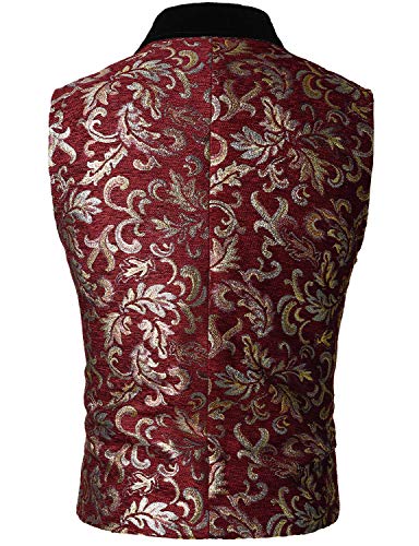 VATPAVE Chaleco victoriano de doble botonadura gótica Steampunk para hombre, Sv18-winered, Large