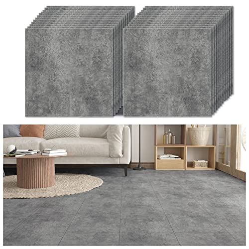 VEELIKE Suelo Vinilico Autoadhesivo Hormigon Gris Vinilo Suelo Cocina Azulejos Impermeable Suelo Vinilo Autoadhesivo Baño Baldosas Adhesivas Suelo Habitacion Recibidor Retro 1.5mm 30cm×30cm 24 Piezas