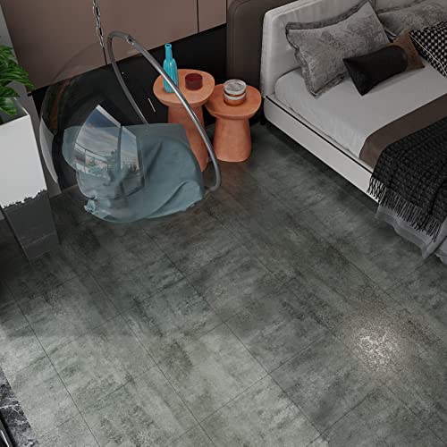 VEELIKE Vinilo Suelo Autoadhesivo Cemento Baldosas Adhesivas Suelo Suelo Vinilo Autoadhesivo Baño Vinilo Suelo Cocina Impermeable Papel Adhesivo para Baldosas Dormitorio 1.5mm 30cm×30cm 24 Piezas