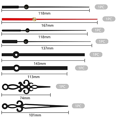 VEGCOO 2 Piezas Mecanismo Movimiento Reloj de Pared, Movimiento de Reloj de Cuarzo Alimentado por Batería, Mecanismo de Reloj de Eje Largo y Corto, Kit de reparación de Reloj