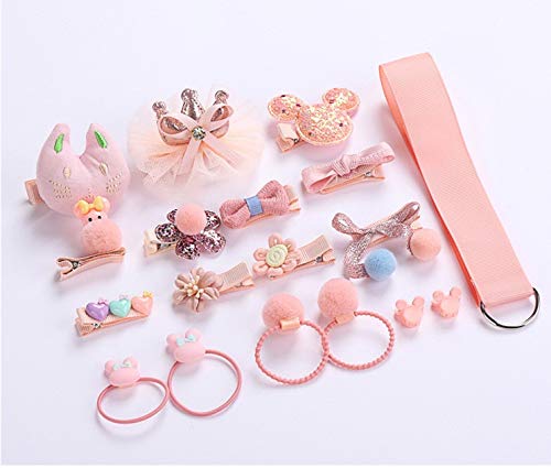 VEGCOO 36 Piezas Horquillas y Gomas de Pelo Elásticos, Multicolor Pinza, Clips, Lazos, Accesorios para el Cabello con Caja de Regalo para Bebe y Niña (C)