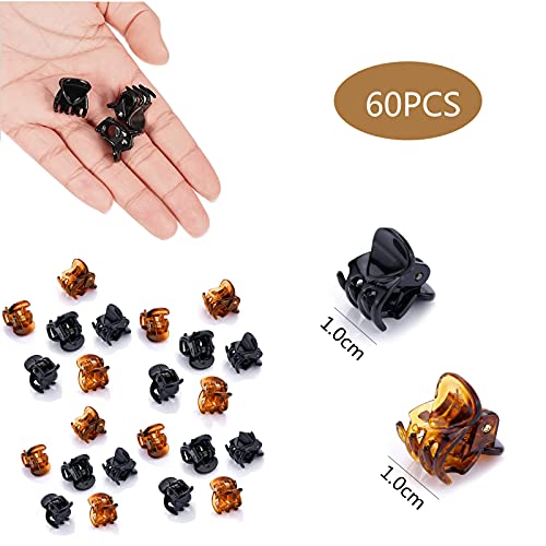 VEGCOO 60 Piezas Mini Clips de Pelo, Horquillas Plásticas Garras de Pelo Accesorios de Cabello para Mujere Niña