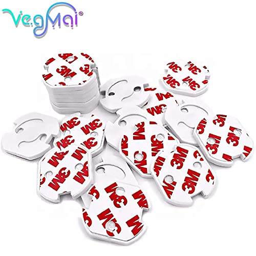 VegMai®[20 Unidades] Protector Enchufes Seguridad Infantil Con Mecanismo De Giro Y Adhesivo 3M Ideal Para Bebes Niños Y Pequeños En El Hogar. Schuko Europeo Tapas Color (BLANCO)