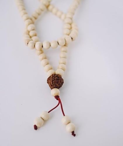 VELARDE Collar Japa Mala 108 Cuentas - Unisex - Mala Budista Con Cuentas De Madera y Rudraksha - Meditación - Yoga - Repetición De Mantras - Protección Y Armonía