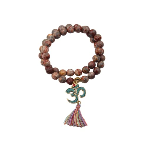 VELARDE Pulsera Mujer Japa Mala Budista de 45 Cuentas - Para la Practica de Códigos Sagrados - Accesorio para Meditación y Yoga - Mala Tibetano con Símbolo de Om - Regalos Originales