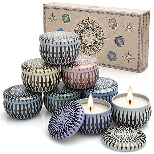 Velas Perfumadas Juego de 8 Piezas, Velas Aromaticas 8x2.5OZ, Regalo de Velas de Aromaterapia Cera de Soja(15-20 Hora), Navidad Boda Baño Yoga Cumpleaños Navidad Día de San Valentín Regalos