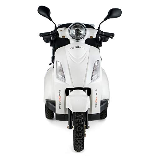 VELECO ZT15 - Scooter de 3 ruedas para inválidos y mayores - Estable, cómodo y seguro - Alarma, bocina - Se entrega completamente montado y listo para usar (BLANCO)