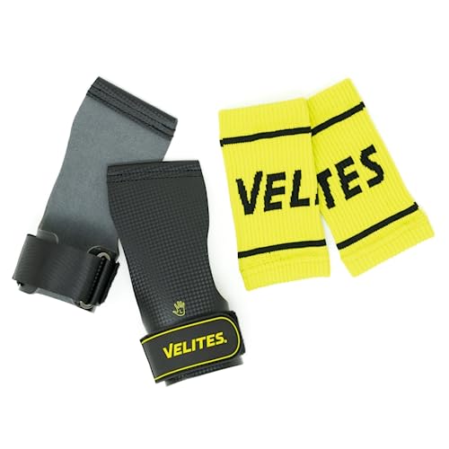 Velites - Quad Carbon I Calleras profesionales para Atletas de Cross training o Gimnasia | 100% Veganas I Uso con magnesio, transiciones rápidas I Talla XL, banda de regalo.